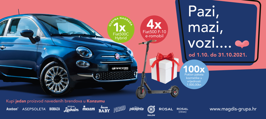 ​Pazi, mazi, vozi... Fiat500 Dolce ili F10 romobile te osiguraj svojoj obitelji vrijedne nagrade