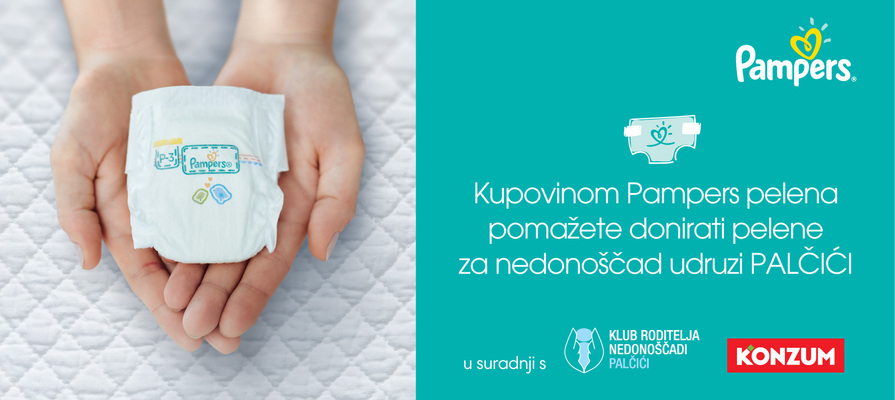 Kupovinom Pampers pelena pomažete donirati pelene za nedonoščad udruzi PALČIĆI