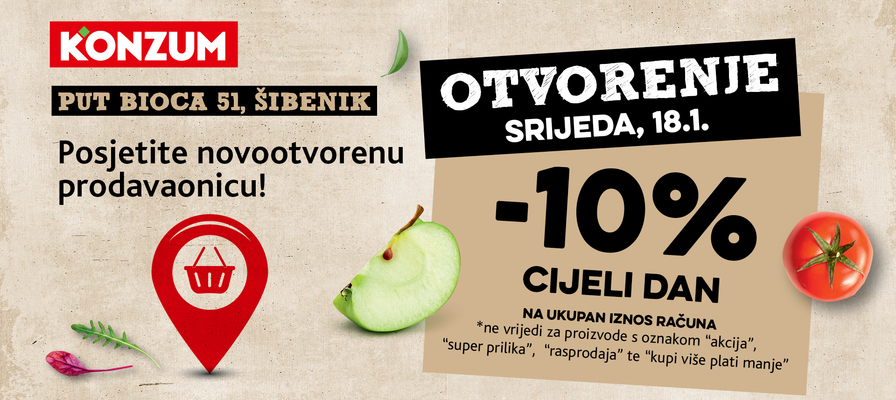 Otvorenje nove prodavaonice u Šibeniku - ne propustite 10% na ukupan iznos računa