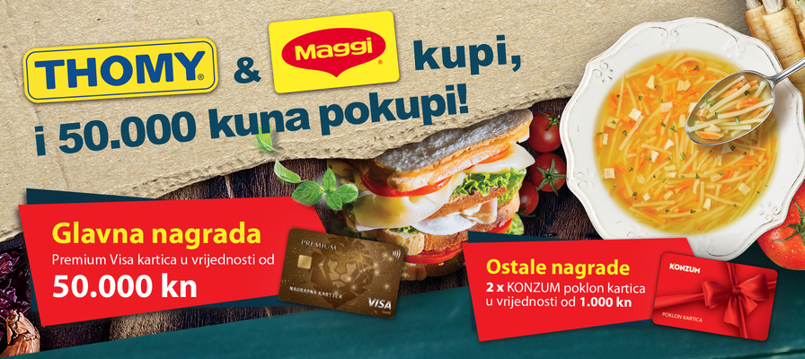 Nagradna igra samo u Konzumu - Thomy i Maggi kupi i 50.000 kuna pokupi