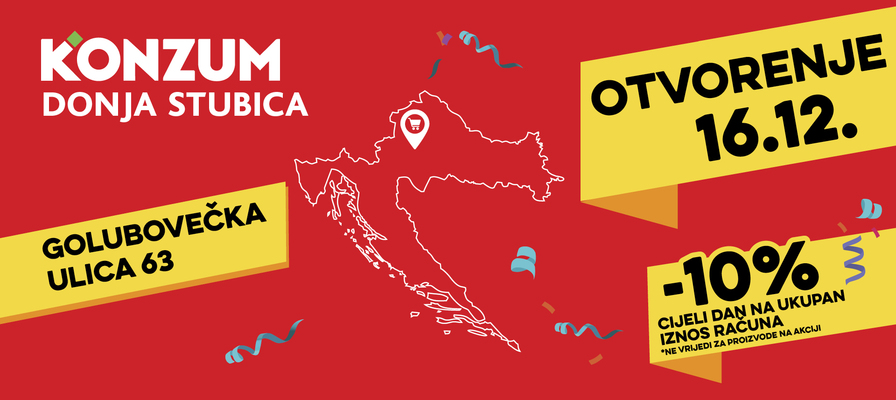 Otvorenje nove prodavaonice u Donjoj Stubici - ne propusti 10% popusta na ukupni iznos računa!