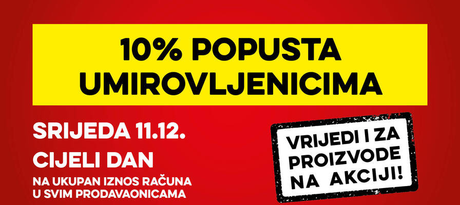 Popust umirovljenicima za prosinac