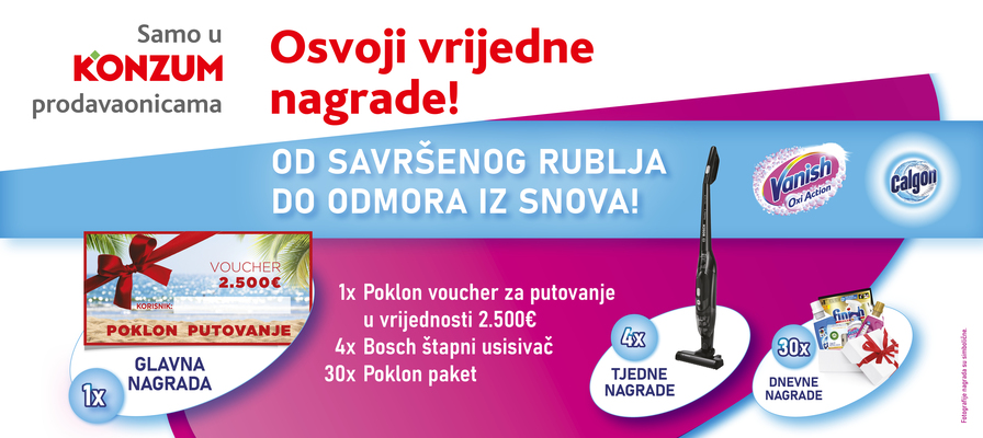 Nagradna igra samo u Konzumu - Od savršenog rublja do odmora iz snova!