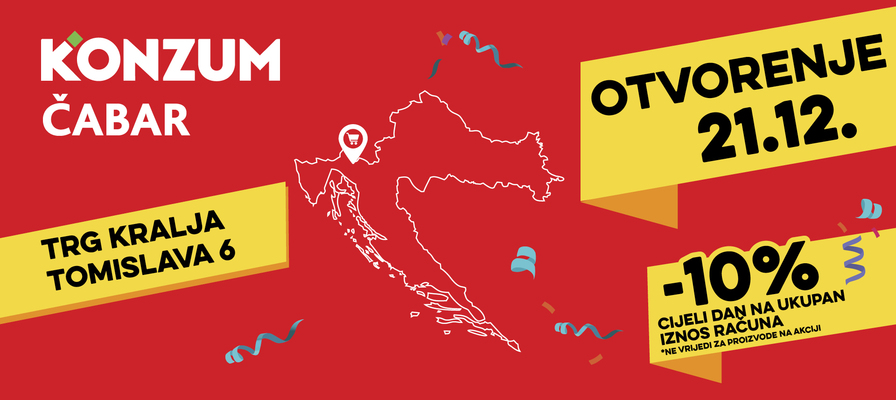 Otvorenje nove prodavaonice u Čabru - ne propusti 10% popusta na ukupni iznos računa!