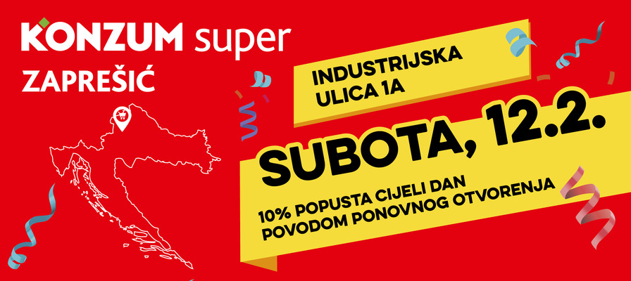 Ponovno otvorenje prodavaonice u Zaprešiću - 10% popusta u subotu, 12.2.