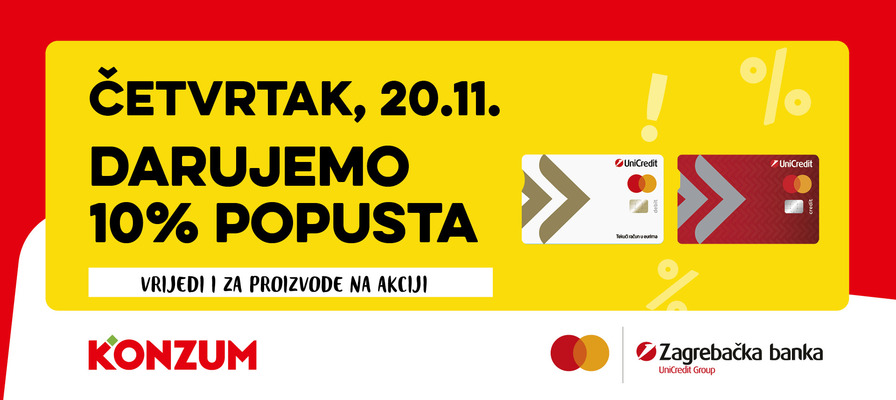 10% popusta uz korištenje Mastercard kartica Zagrebačke banke 