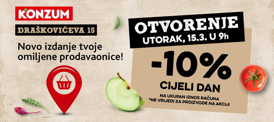 Povodom ponovnog otvorenja prodavaonice u Draškovićevoj - 10% popusta u utorak 15.3.