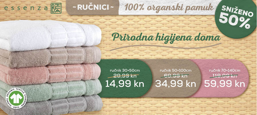 Potražite ručnike od 100% organskog pamuka u Konzumu