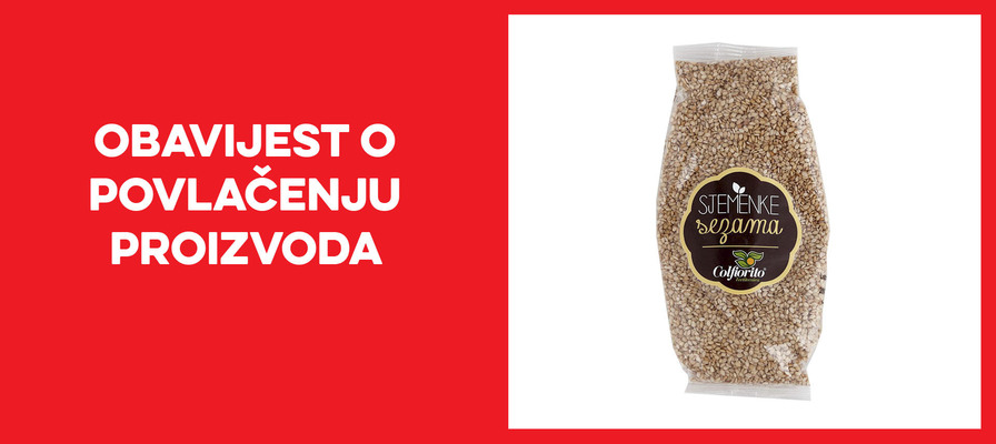 Opoziv i povlačenje proizvoda Sjemnke sezama 200g Fertutecnica s tržišta