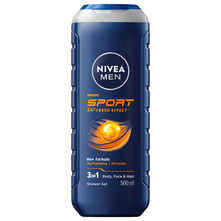 Nivea Men Sport Gel za tuširanje 3u1 za tijelo, lice i kosu 500 ml