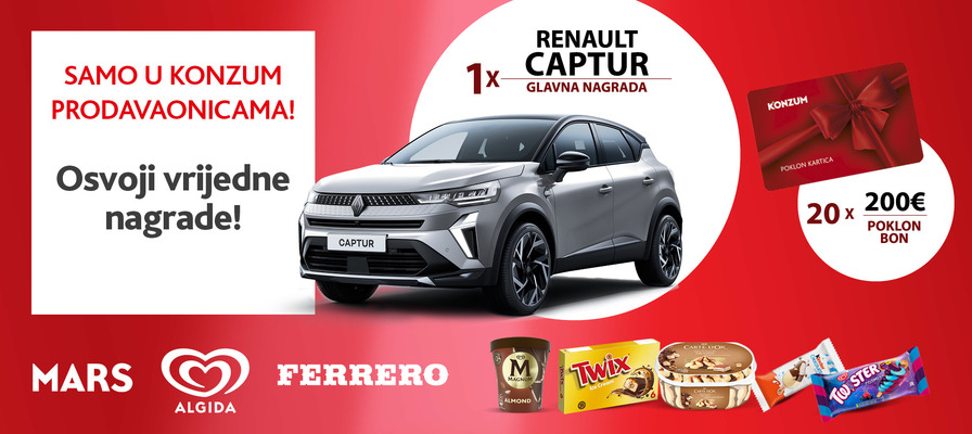 Nagradna igra - Osvježi se ovo ljeto uz vrhunski sladoled i osvoji Renault Captur