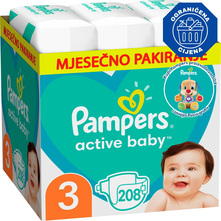 Pampers Active Baby Pelene, Veličina 3, mjesečno pakiranje 208/1