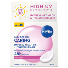 Nivea Caring Dnevna krema s arganovim uljem i hijaluronskom kiselinom SPF 30 50 ml
