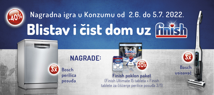 Nagradna igra samo u Konzumu - Blistav i čist dom uz Finish