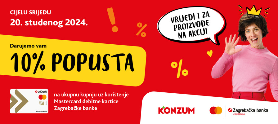 10% popusta uz korištenje Mastercard debitne kartice Zagrebačke banke