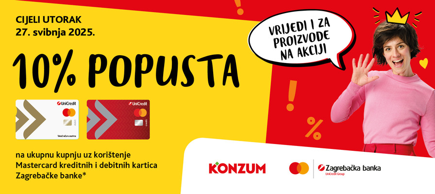 10% popusta uz korištenje Mastercard kartica Zagrebačke banke 
