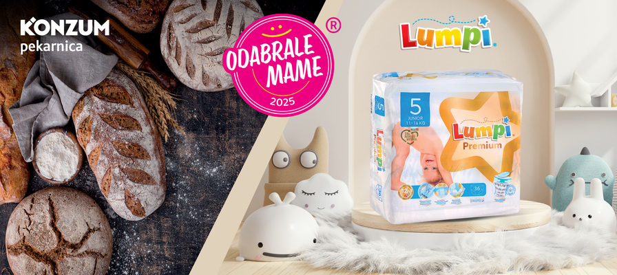 Priznanje ''Odabrale mame'' za naš odjel pekarnice te proizvod naše robne marke Lumpi pelene