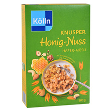 Kolln Hrskavi muesli od cijelog zrna zobi s medom i orašastim voćem 500 g