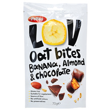 Pellito Lov Oat Bites Snack banana, badem&čokolada bez glutena 70 g