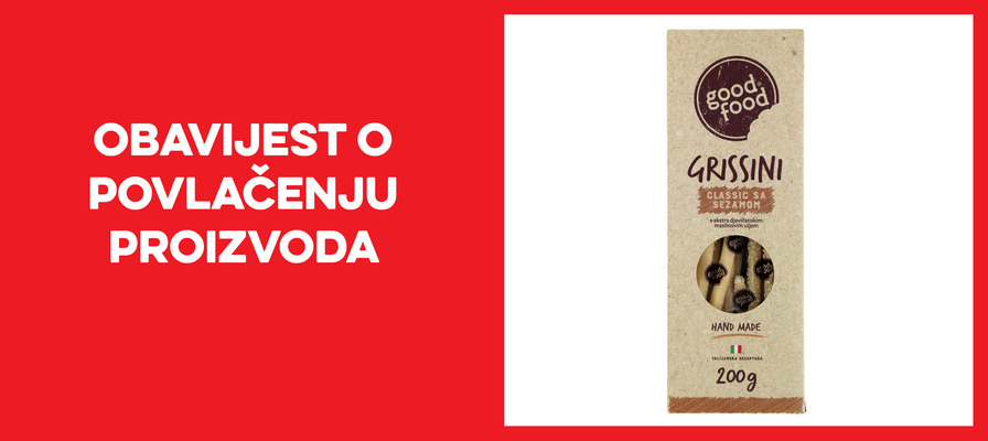 Opoziv i povlačenje proizvoda Grissini Classic sa sezamom 200 g s tržišta