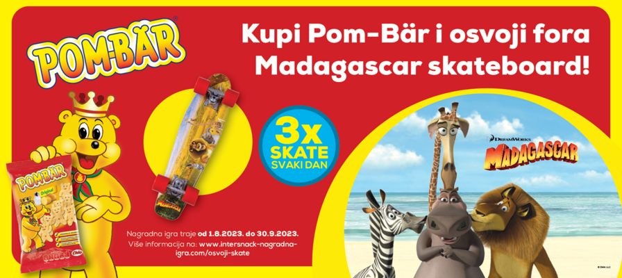 Nagradna igra – Uz Pom-Bär osvoji Madagascar skateboard