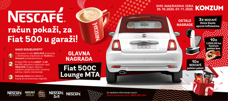 NESCAFÉ račun pokaži, za Fiat 500 u garaži!