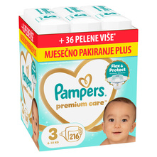 Pampers Premium Care Pelene, veličina 3, mjesečno pakiranje 216/1