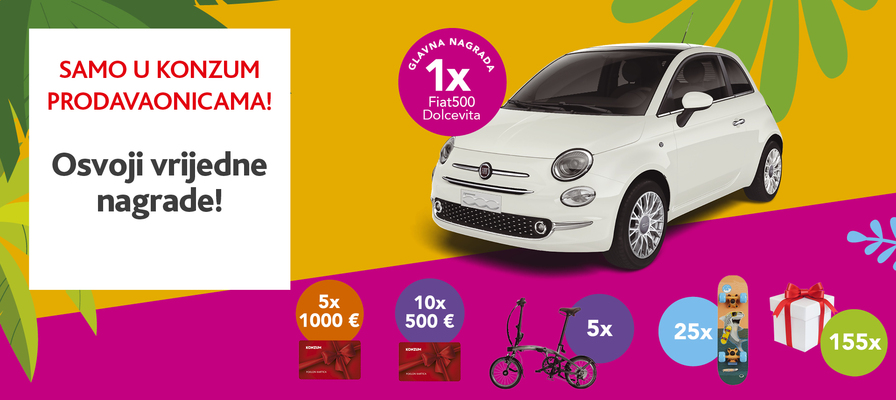 Kupujte u Konzumu i osvojite Fiat 500 Dolcevita!