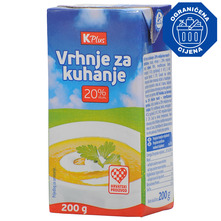 K Plus Vrhnje za kuhanje 20% m.m. 200 g