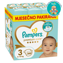 Pampers Premium Care Pelene, Veličina 3, mjesečno pakiranje 6-10 kg 200/1