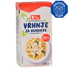 K Plus Vrhnje za kuhanje 20% m.m. 200 g